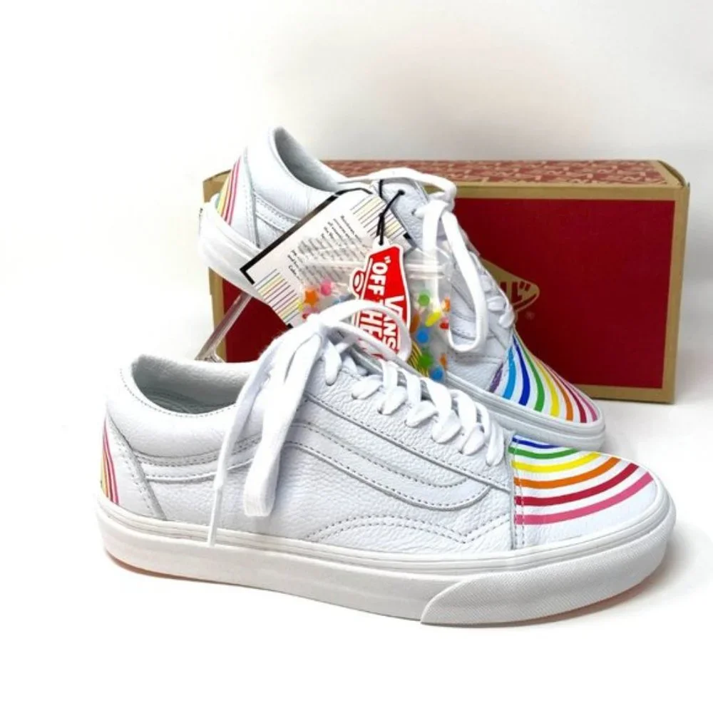 💖MEGA SALE💖VANS Old Skool Flour Shop Rainbow White Men s 9 11.5 VN0A4U3B2N7